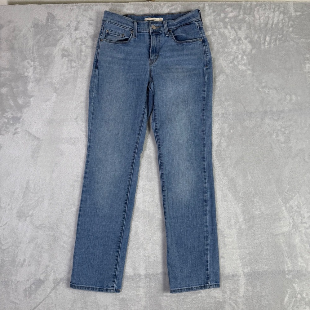 Levi's 505 Straight Jeans Women 4 Blue Mid Rise Stretch Denim
